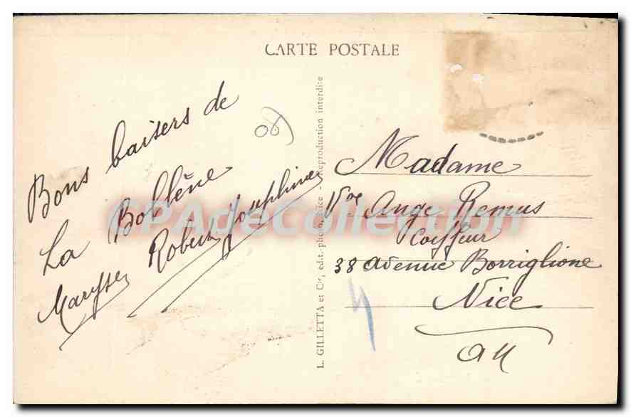CPA LA BOLLENE-VESUBIE hôtel bellevue — Verso