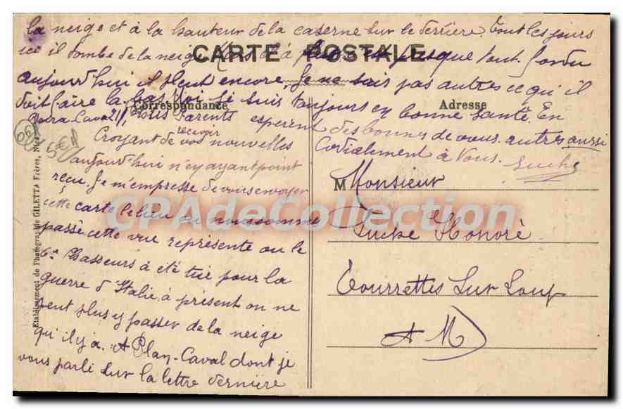 CPA AUTHION monument combats juin-juillet 1793 groupe alpin octobre 1901 — Verso
