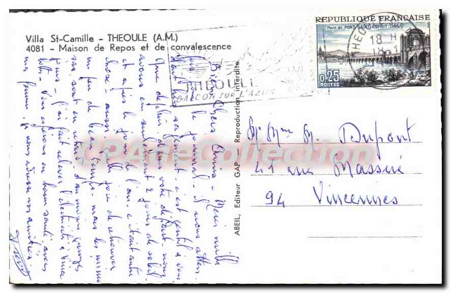 CPA THEOULE maison de repos villa St-Camille — Verso