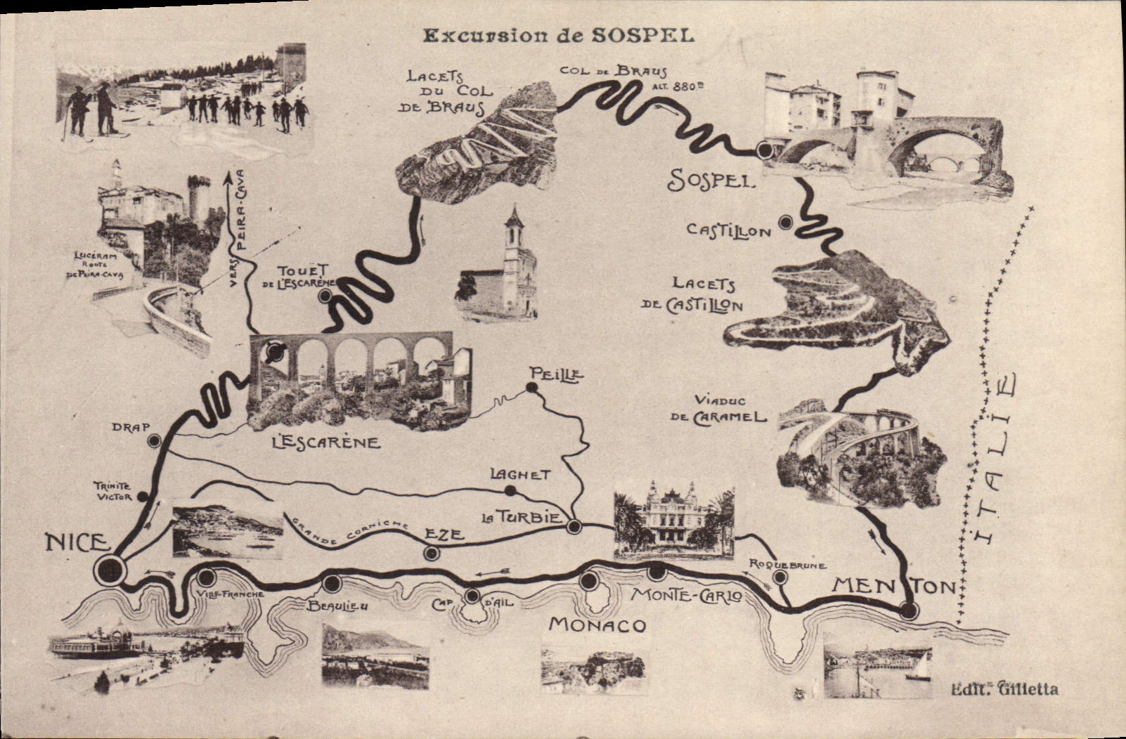 Excursion de SOSPEL — Itinéraire touristique avec illustrations — Edit. Gilletta