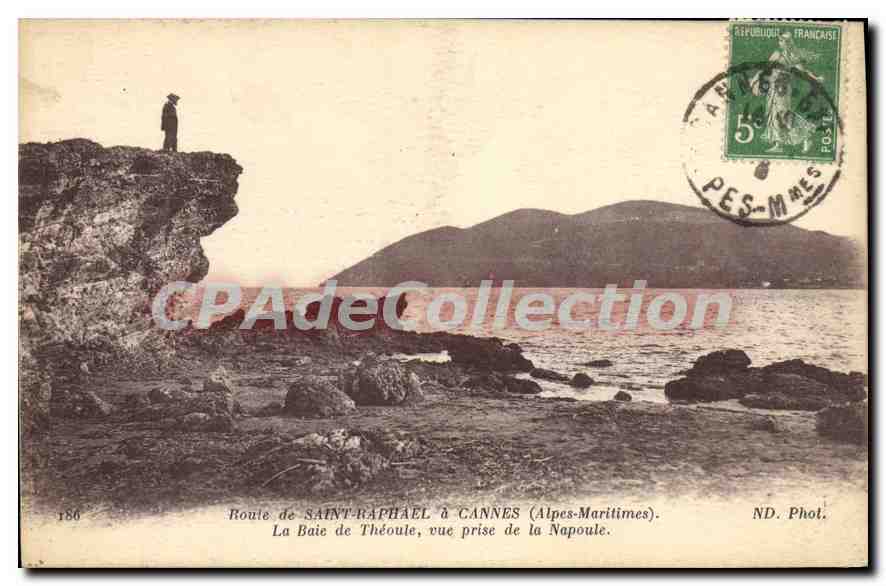 CPA baie de Théoule vue prise de la Napoule route de Saint-Raphael à Cannes
