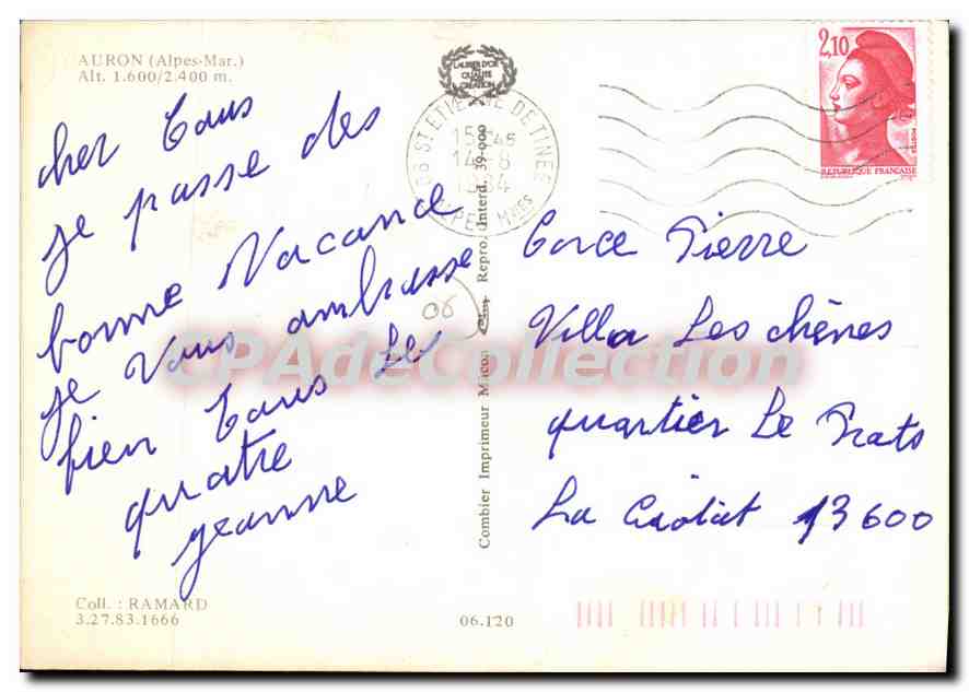 CPSM AURON tennis piscine — Verso