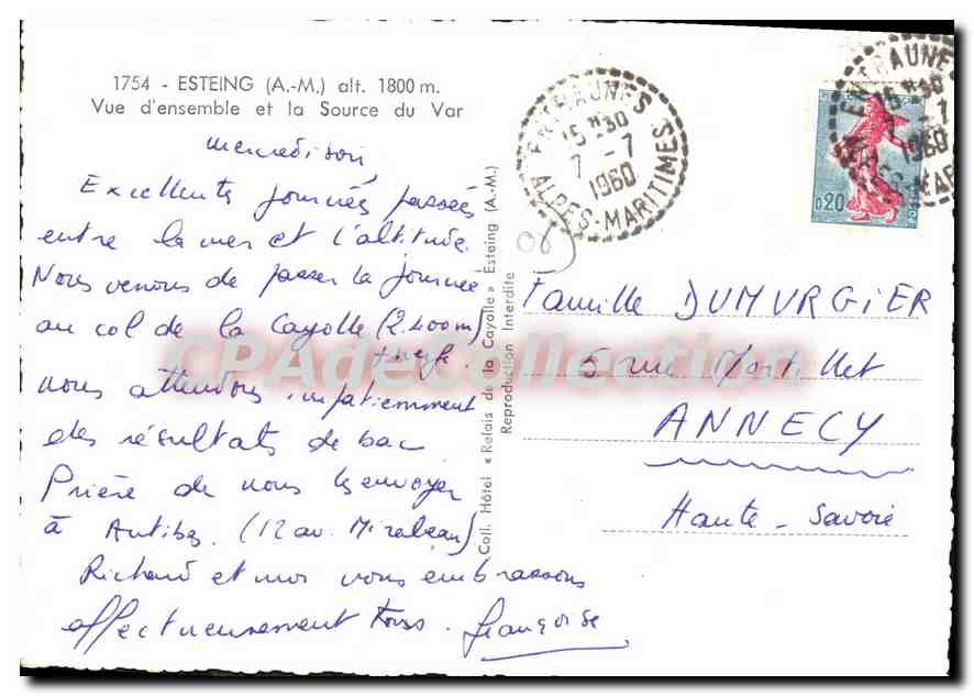 CPSM ESTEING vue d'ensemble — Verso