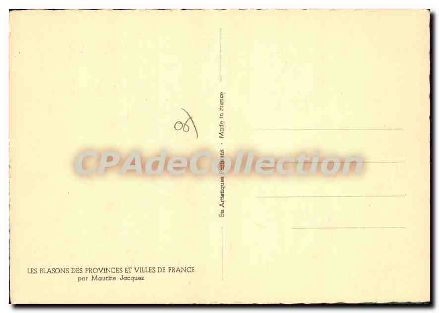 CPSM blasons Cannes Antibes Puget-Théniers Vence Grasse Menton Cagnes Nice Maurice Jacquez — Verso