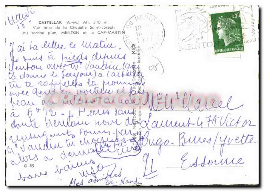 CPSM CASTELLAR MENTON CAP-MARTIN — Verso