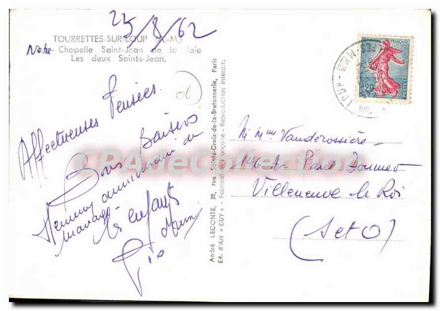 CPSM TOURRETTES-sur-LOUP chapelle — Verso