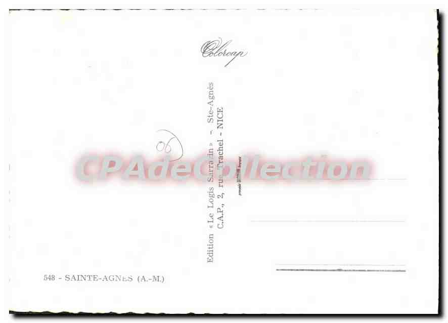 CPSM SAINTE-AGNES — Verso
