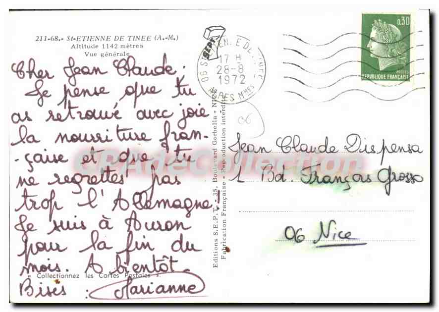 CPSM SAINT-ETIENNE-de-TINEE vue générale — Rückseite