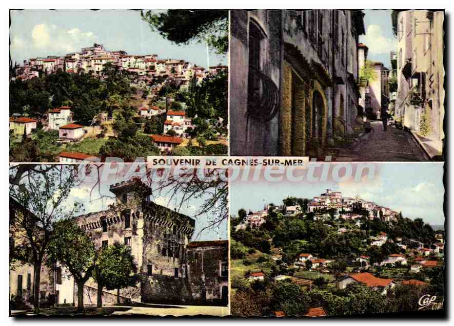 Cagnes-sur-Mer — Vue générale, Château Grimaldi, Montées de la Bourgade — Éditeur : Cie des Arts Photomécaniques, Paris