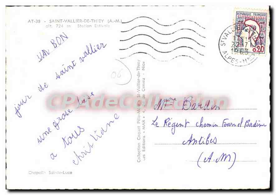 CPSM SAINT-VALLIER-de-THIEY — Verso