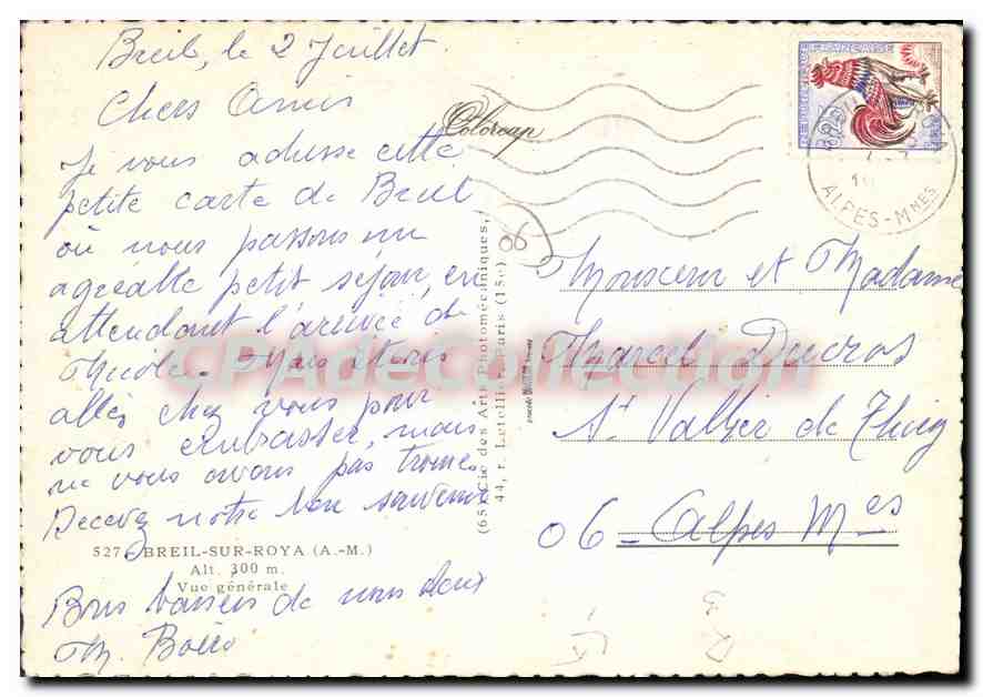 CPSM BREIL-sur-ROYA vue générale — Verso