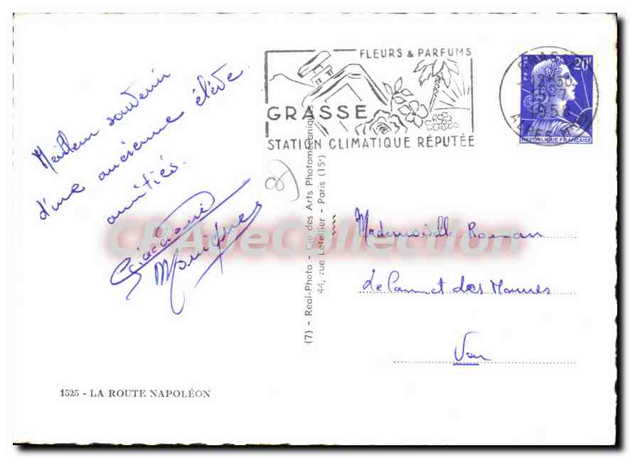 CPSM la route Napoléon — Verso