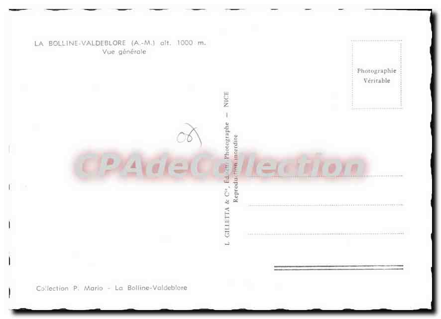 CPSM LA BOLLINE-VALDEBLORE vue générale — Verso