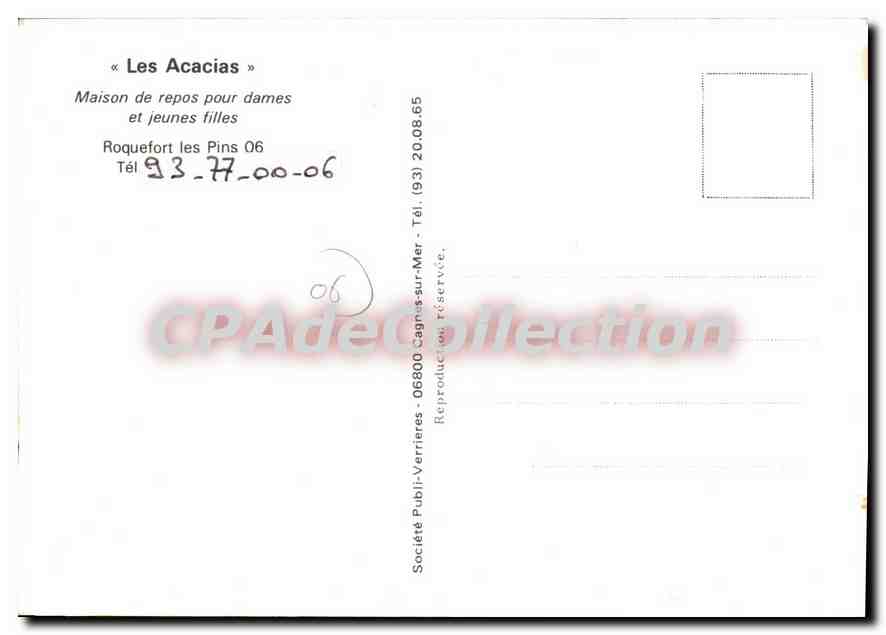 CPSM ROQUEFORT-les-PINS maison de repos Les Acacias — Verso
