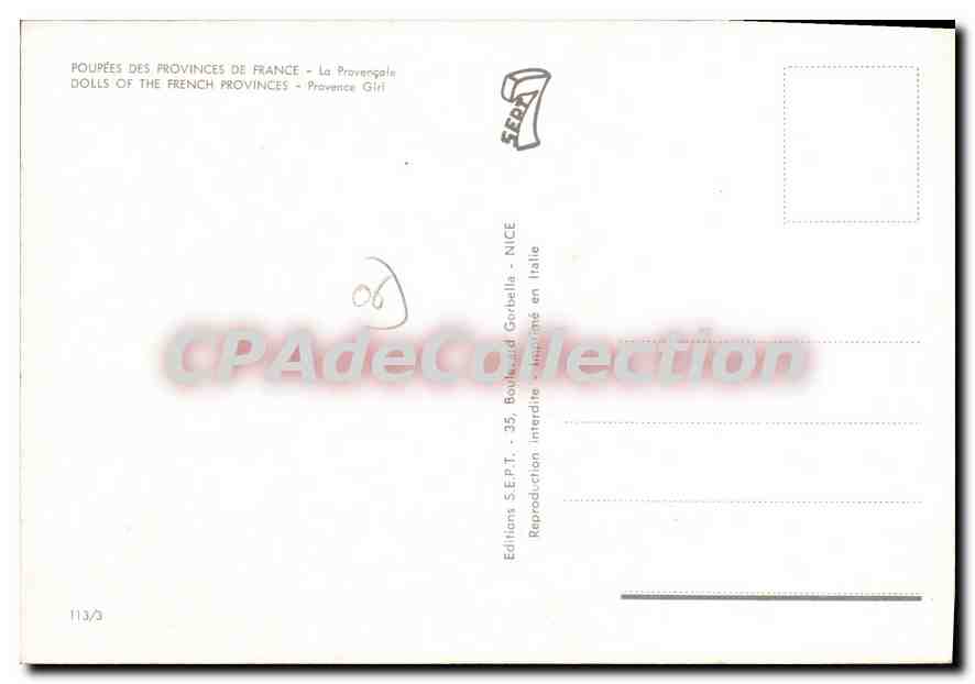 CPSM poupée La provençale — Verso