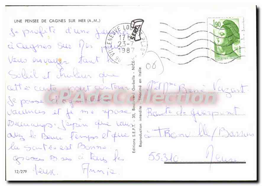 Cagnes-sur-Mer — Une Pensée de Cagnes — Éditions S.E.P.T. — Reverso
