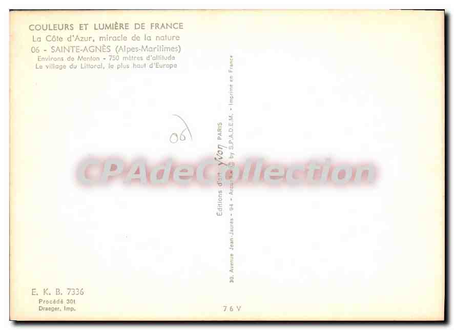 CPSM SAINTE-AGNES — Verso