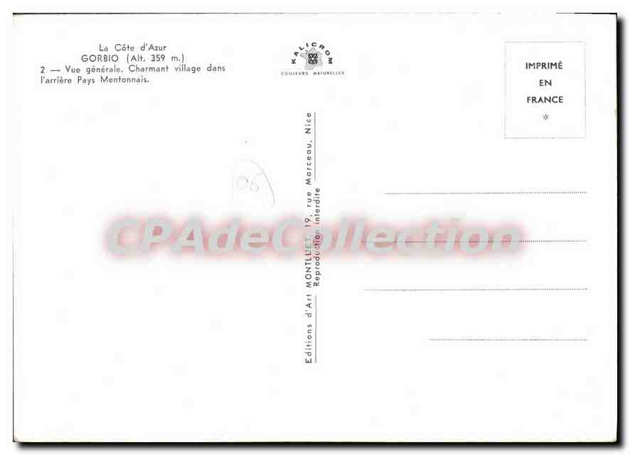 CPSM GORBIO vue générale — Verso
