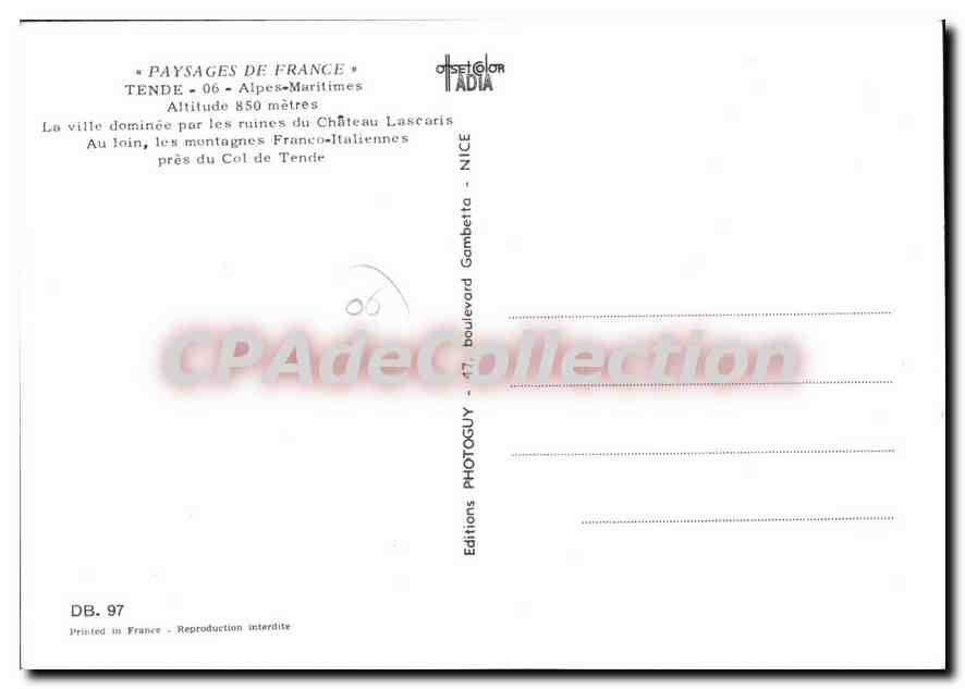 CPSM TENDE vue générale château Lascaris — Verso