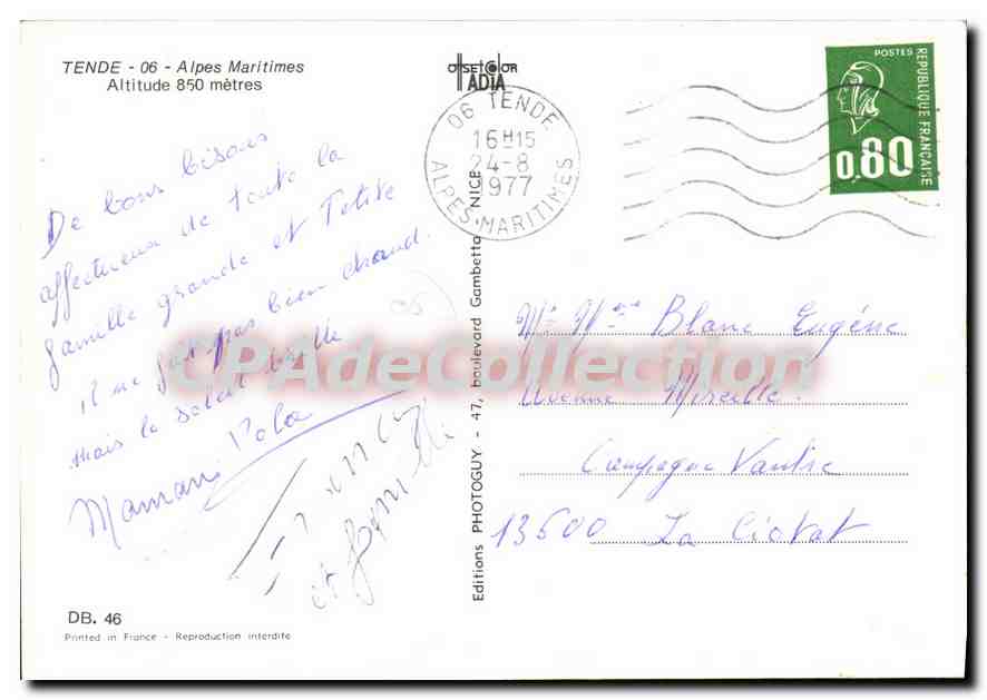 CPSM TENDE — Verso