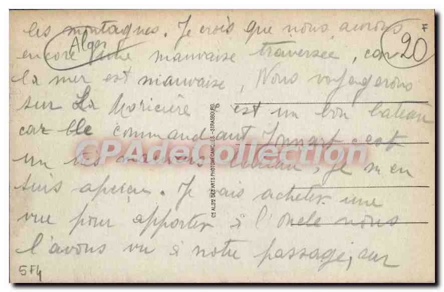 CPA ALGER départ du bateau Duc d'Aumale pour la France — Back
