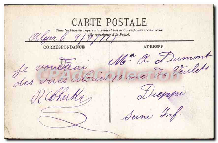 ALGER — Le Palais d'Été du Gouverneur à Mustapha Supérieur — CPAdeCollection — Achterkant