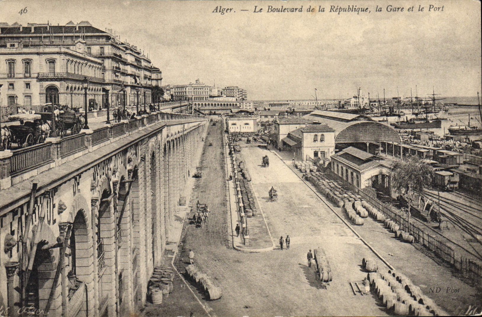 Alger — Le Boulevard de la République, la Gare et le Port — ND Pbor