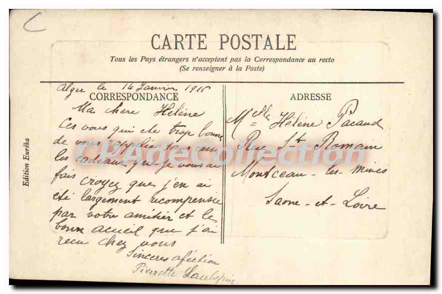 CPA ALGER vue générale et sport nautique — Back
