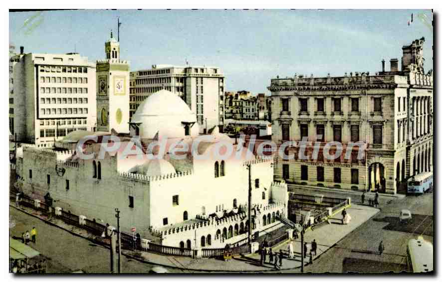 Algérie, Alger — Place du Gouvernement, Chambre de Commerce et Grande Mosquée — Éditions JOMONE