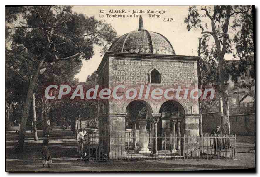 CPA ALGER jardin Marengo tombeau de la reine