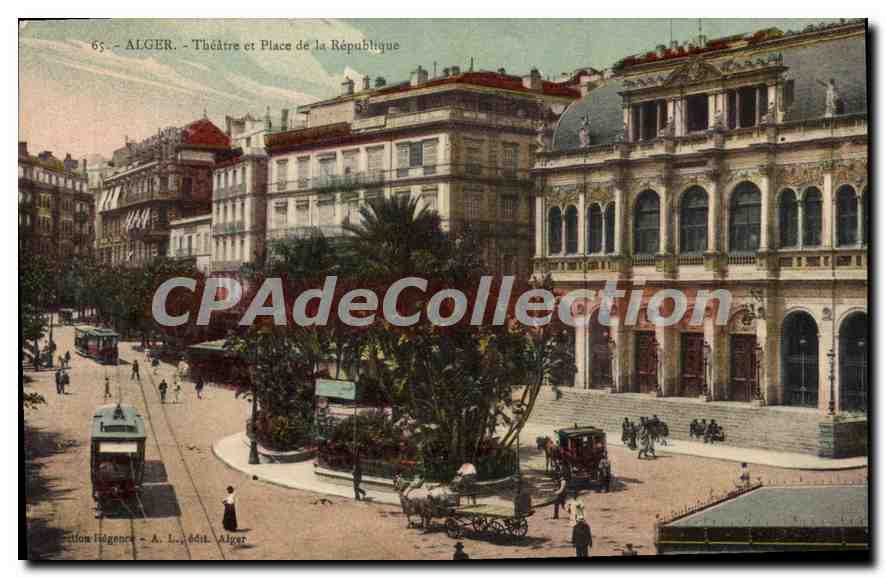 Algéro - Théâtre et Place de la République — A. L. édit. Alger, n°65