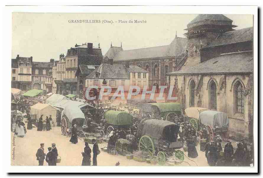 Grandvilliers (Oise) — Place du Marché — éditeur Sykobud, n° de série non visible
