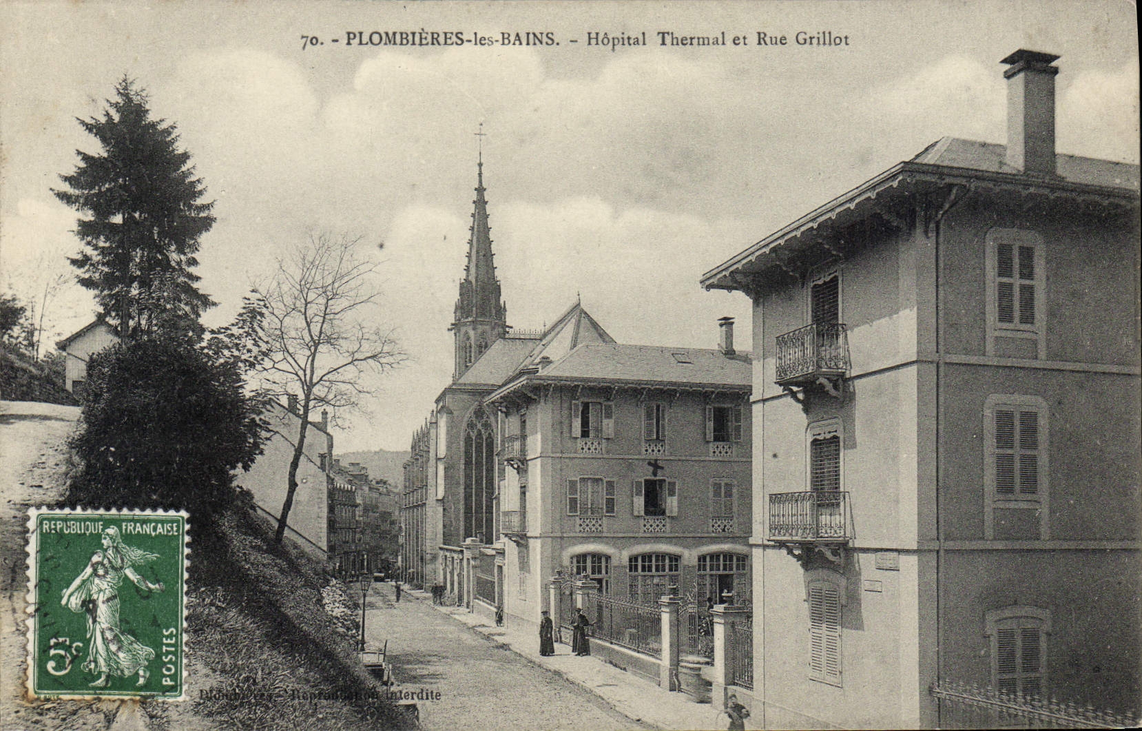 Plombières-les-Bains — Hôpital Thermal et Rue Grillot — Éditeur : Stéphane Interdite