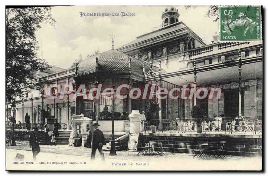 Plombières-les-Bains — Entrée du Casino — Imp. Ad. Wolck, Saint-Dié (Dépôt) N° 6830 - Cl. M.
