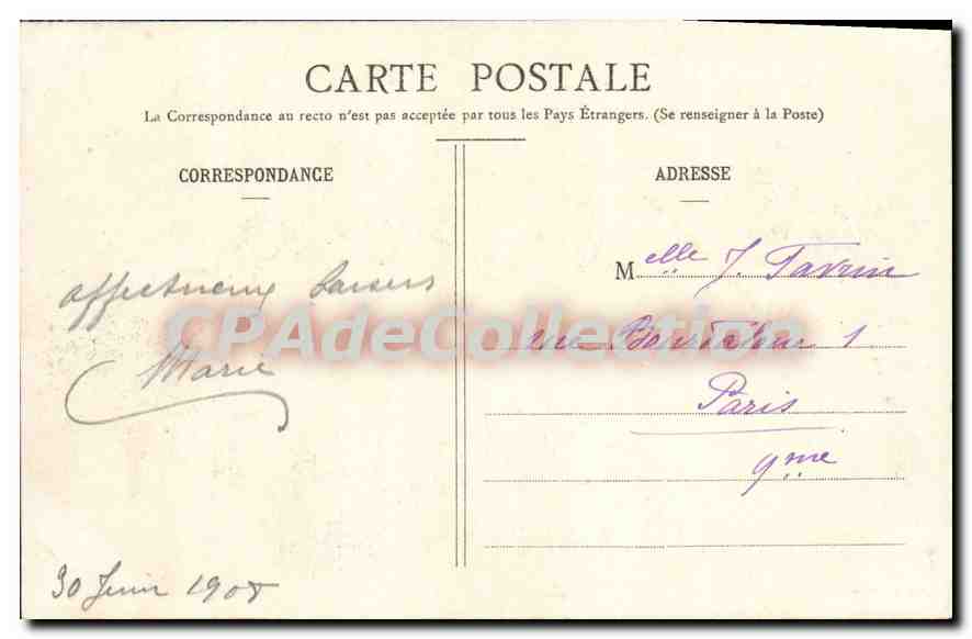 Plombières-les-Bains — Entrée du Casino — Imp. Ad. Wolck, Saint-Dié (Dépôt) N° 6830 - Cl. M. — Reverso