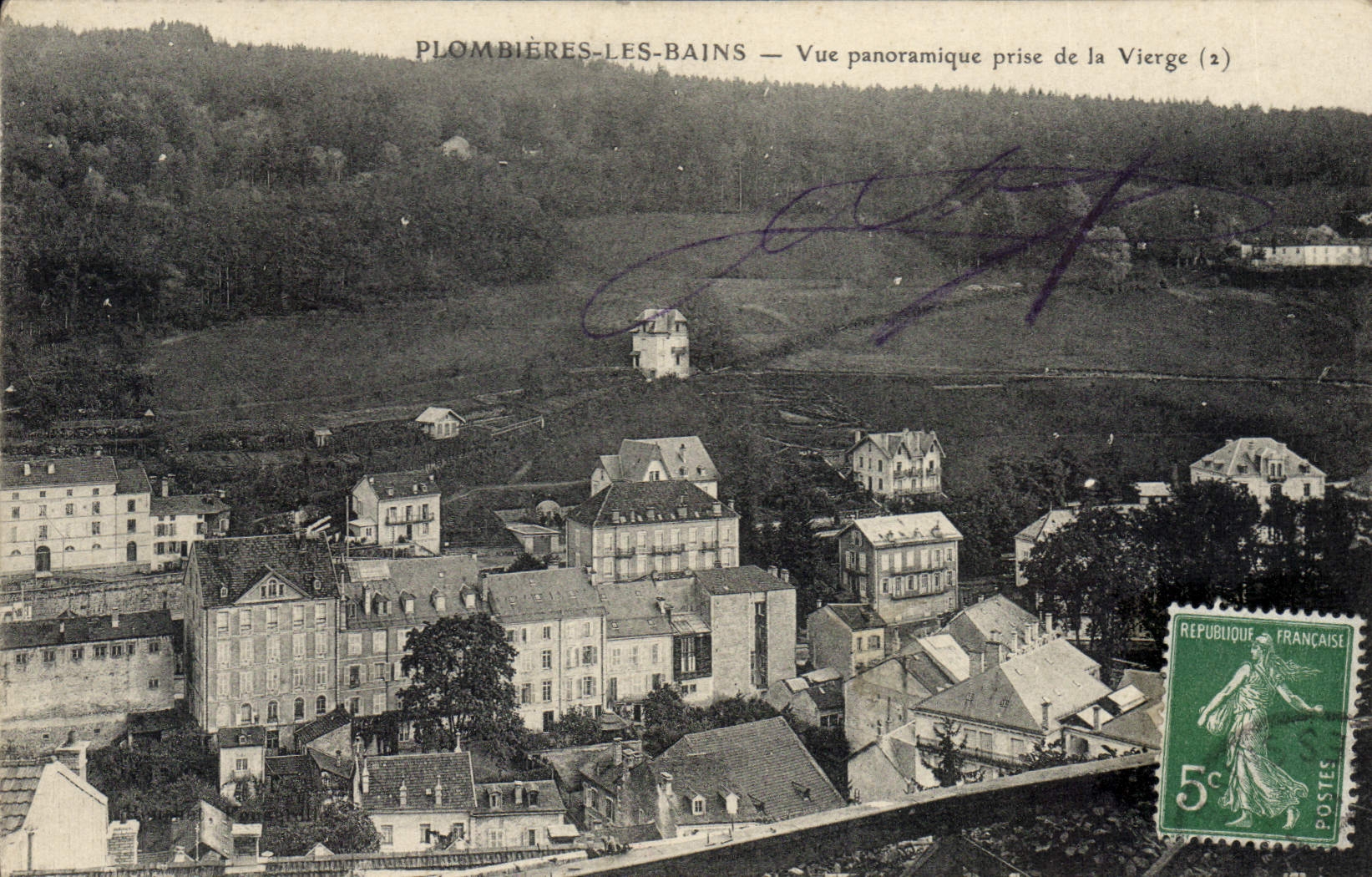 Plombières-les-Bains — Vue panoramique prise de la Vierge (2) — Éditeur non identifié