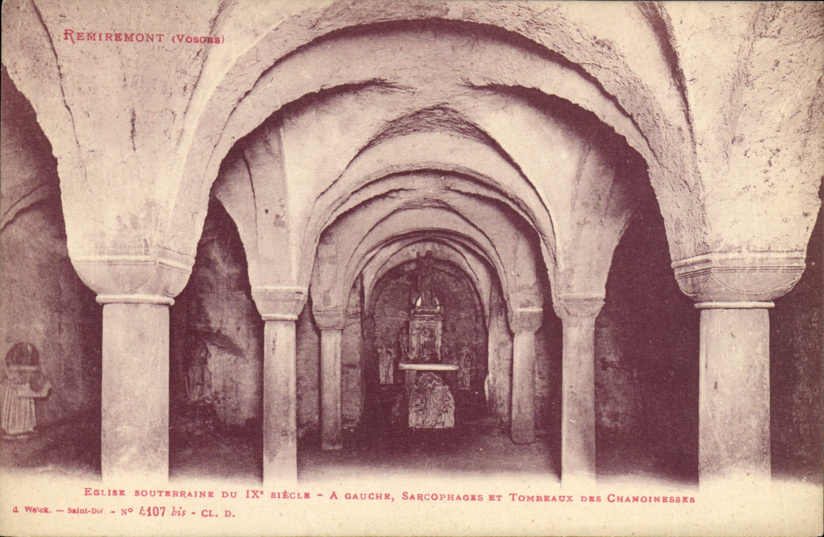Remiremont (Vosges) — Église souterraine du IXe siècle — sarcophages et tombeaux des chanoinesses — d. Weteck, n° 4107 bis