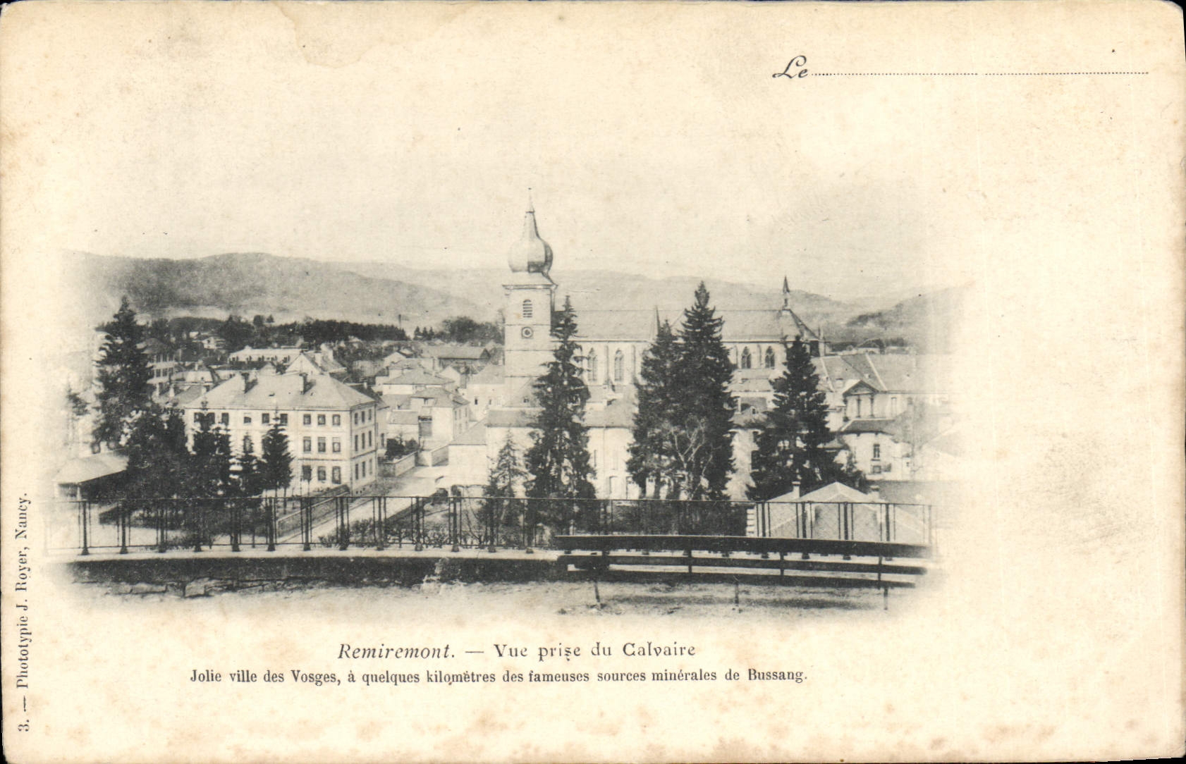 Remiremont — Vue prise du Calvaire — Phototypie J. Royer, Nancy