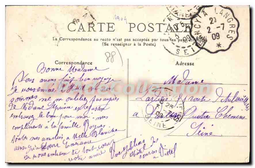 Vosges - 73 - VITTEL - Grand Hôtel des Sources — éditeur RE JOLIQUET, n° de série non visible — Verso