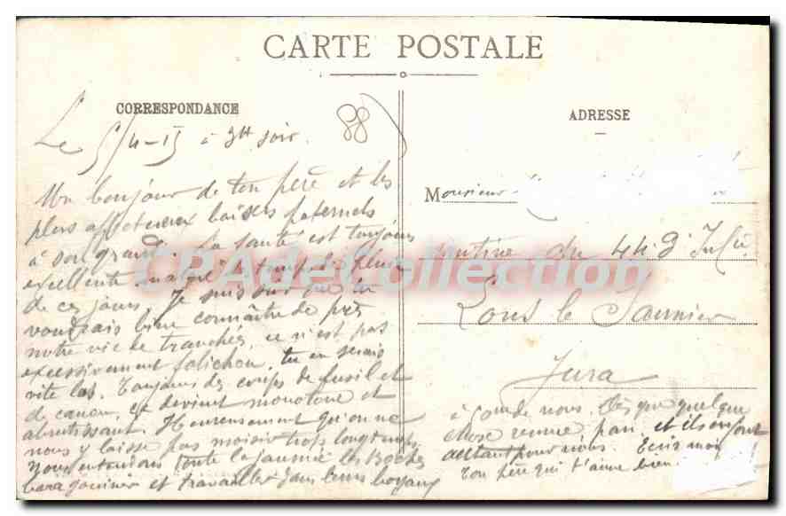 CPA La Guerre Dans Les Vosges col de la chipotte surnommé Le Col De La Mort Par Les Allemands — Rückseite