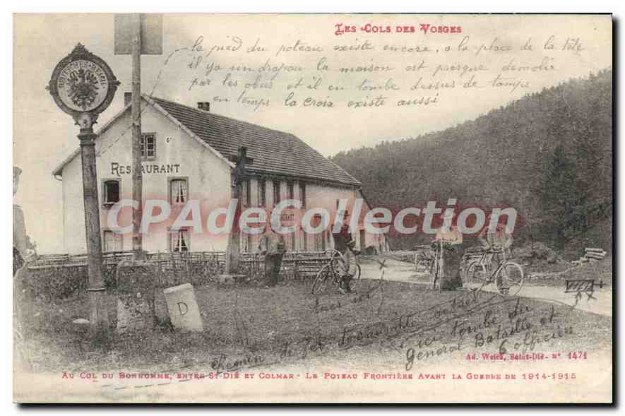 CPA col du bonhomme entre St Die Et Colmar La Poteau Frontiere Avant la guerre