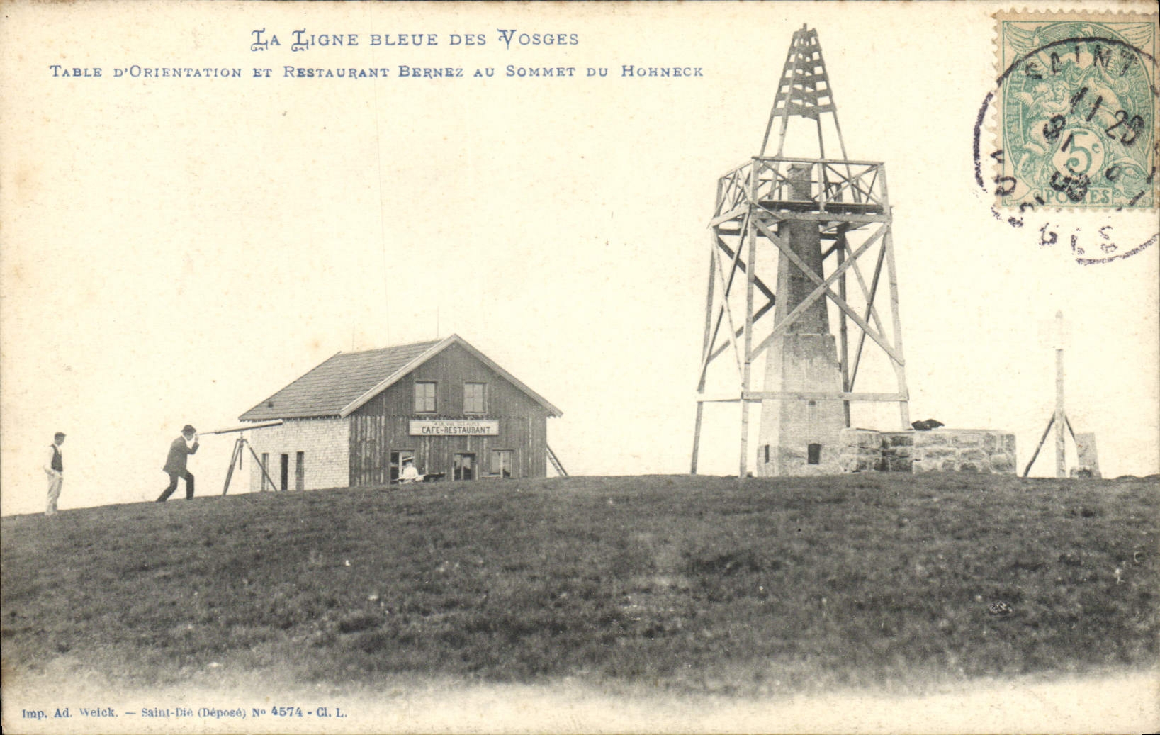 La Ligne Bleue des Vosges — Table d'Orientaion et Restaurant Bernez au sommet du Hohneck — Imp. Ad. Welck, Saint-Dié, N° 4574