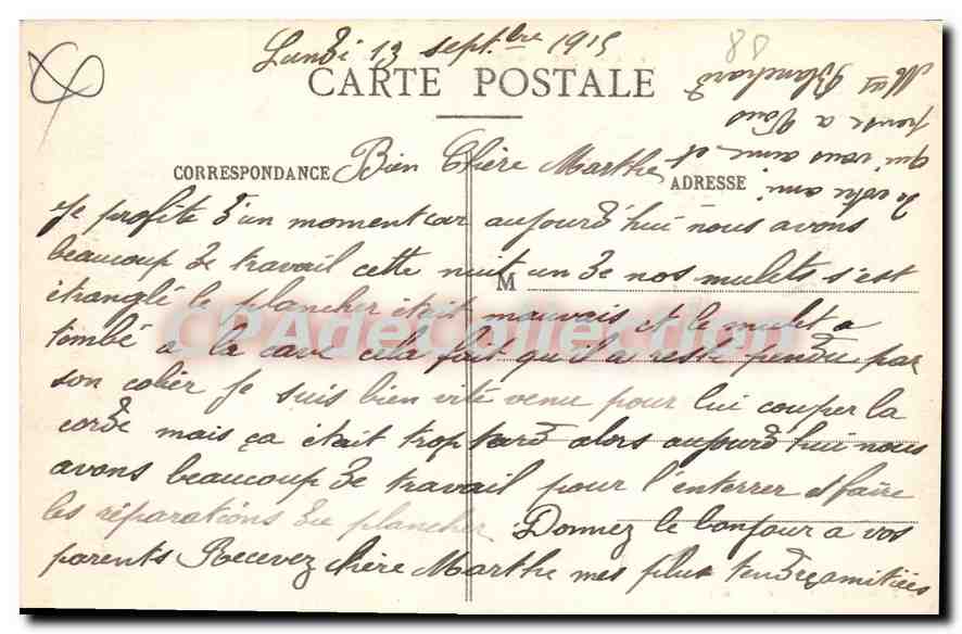 CPA Vallee De Celles Un Coin De La Menelle — Verso