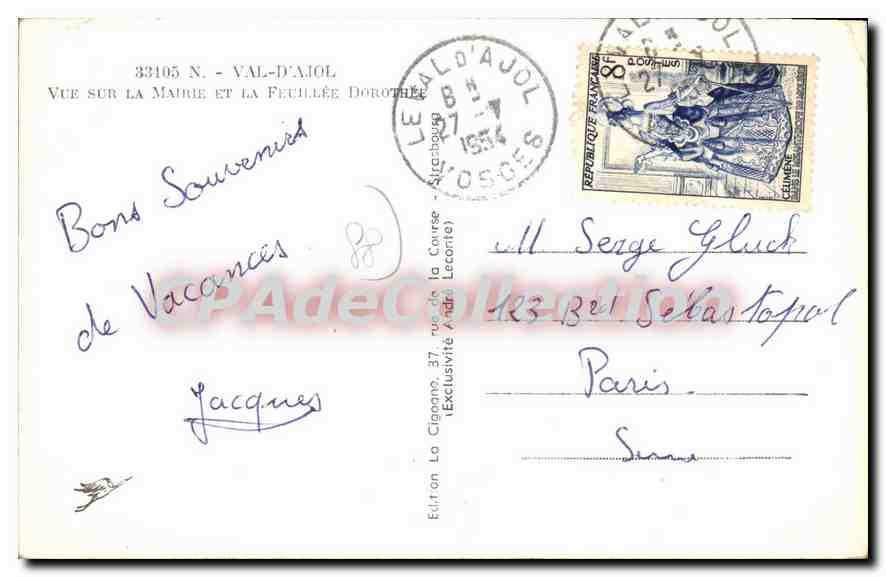 CPA Val D'Ajol Vue Sur La Mairie Et La Feuillee Dorothée — Verso