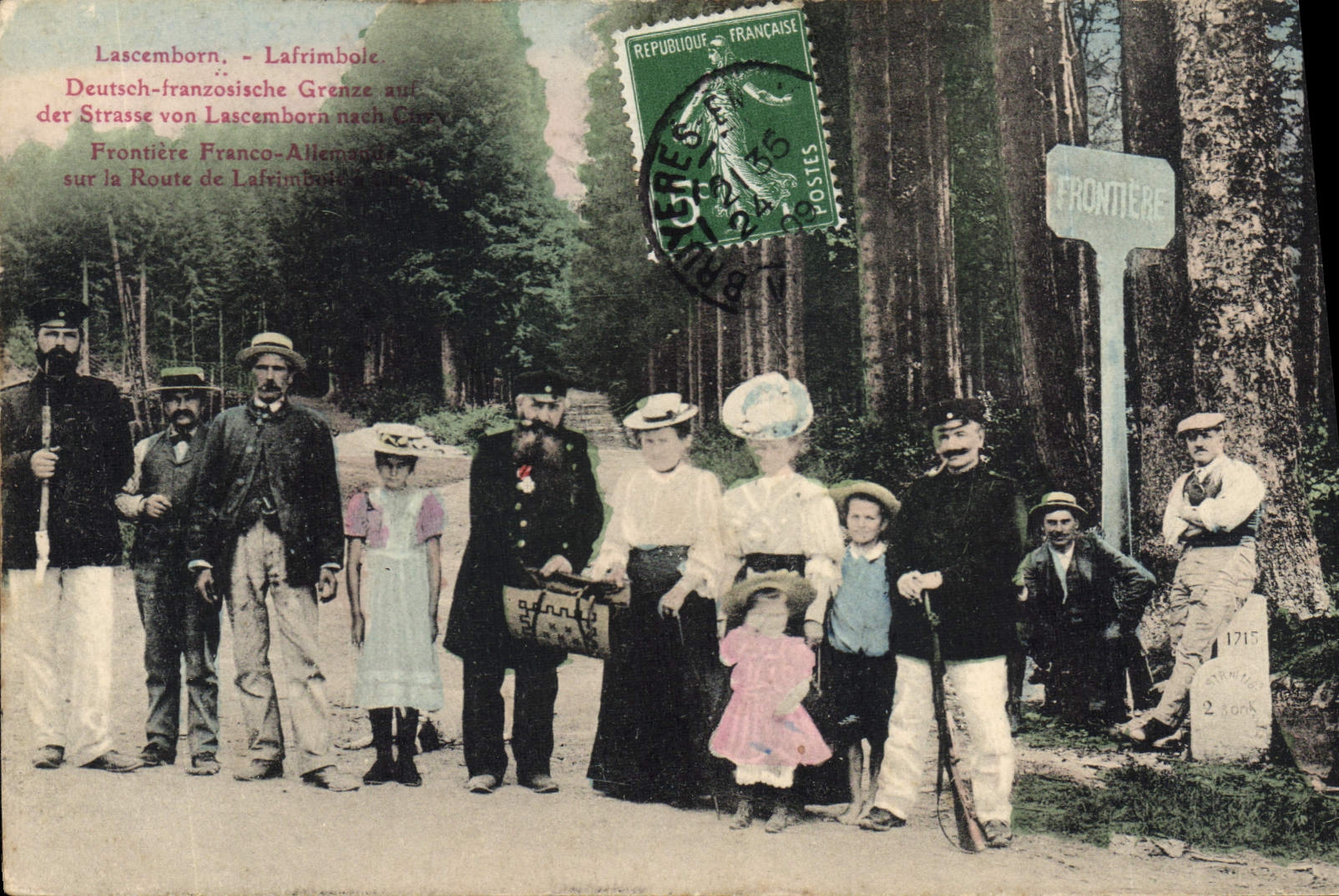 CPA Lascemborn Lafrimbole frontière franco-allemande