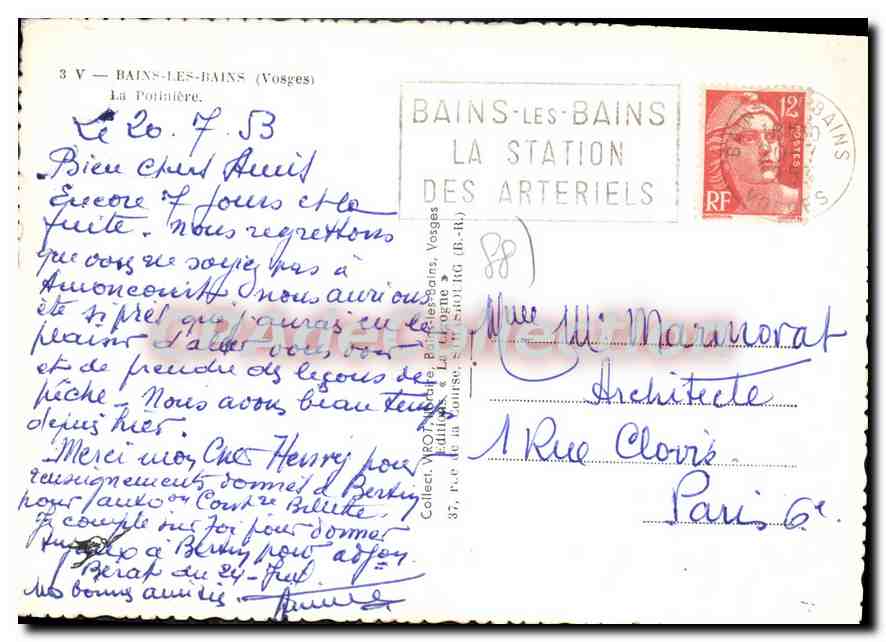 Bains-les-Bains — La Potinière — Éditeur : La Station des Arteriels — Verso