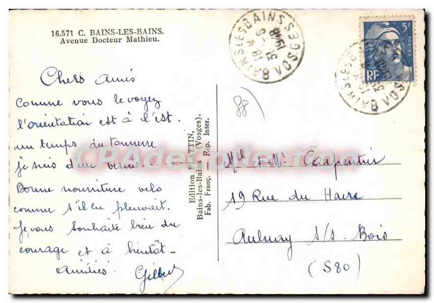 Bains-les-Bains — Avenue Docteur Mathieu — Édition Flattin — Reverso