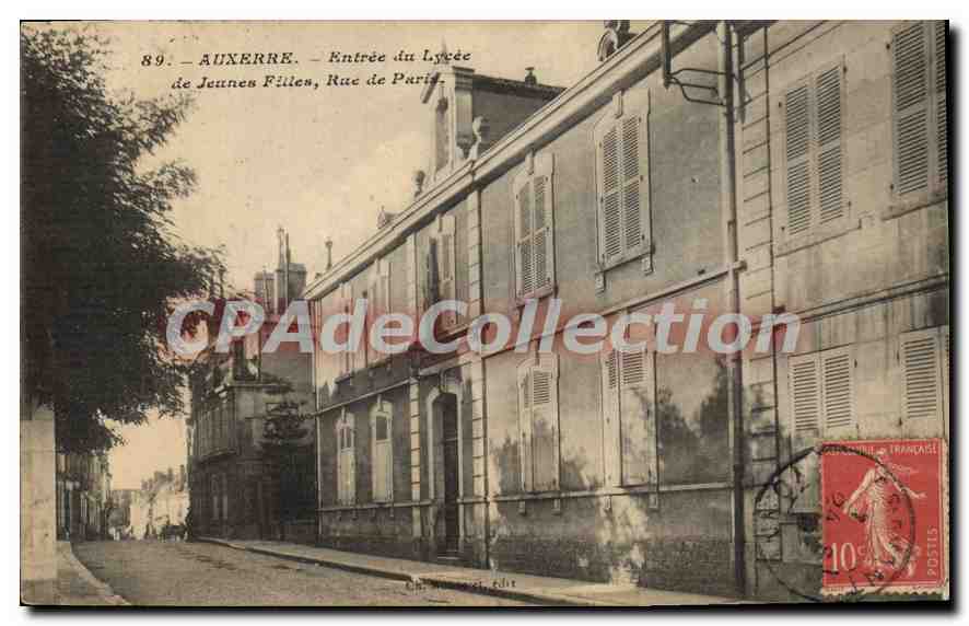 Auxerre — Entrée du Lycée de Jeunes Filles, Rue de Paris — Ch. Broussard, édit.