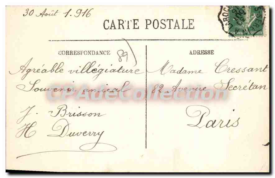 Auxerre — Les bords de l'Yonne au moulin du Bâtardeau — L.L. — Verso