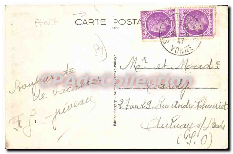 CPA Saint Sauveur En Puisaye Chateau De La Folie — Verso